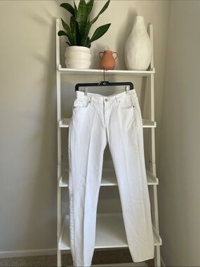 LOFT White High-Rise Straight Jeans